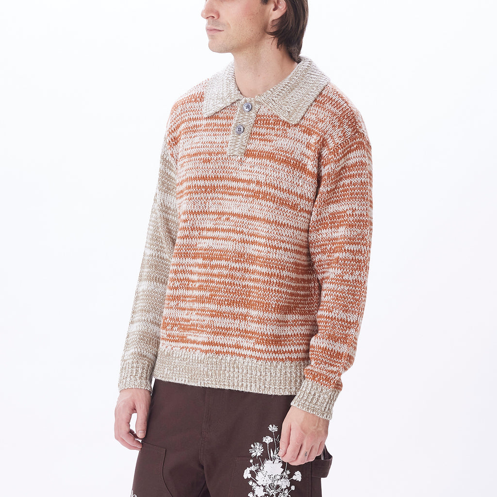 CARTER SWEATER POLO BROWN MULTI | OBEY Clothing