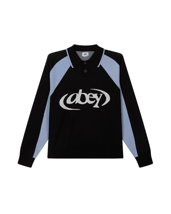 obey soccer polo sweater faded black multi