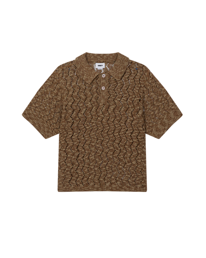 obey andre polo sweater toffee brown