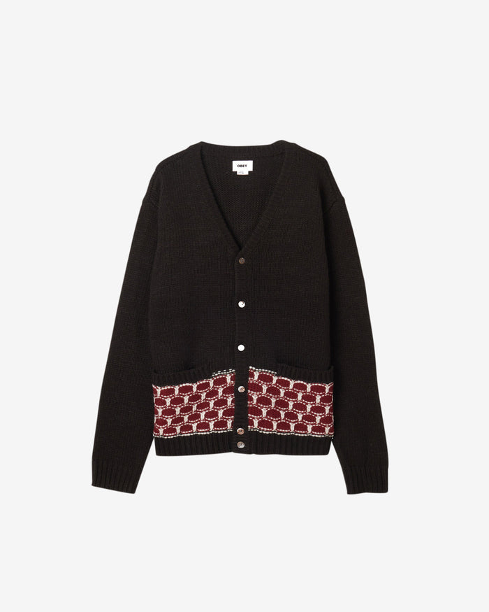 obey kei cardigan black multi