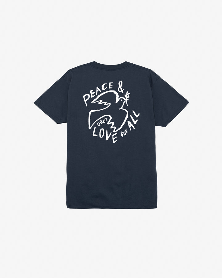 PEACE & LOVE FOR ALL CLASSIC T-SHIRT NAVY