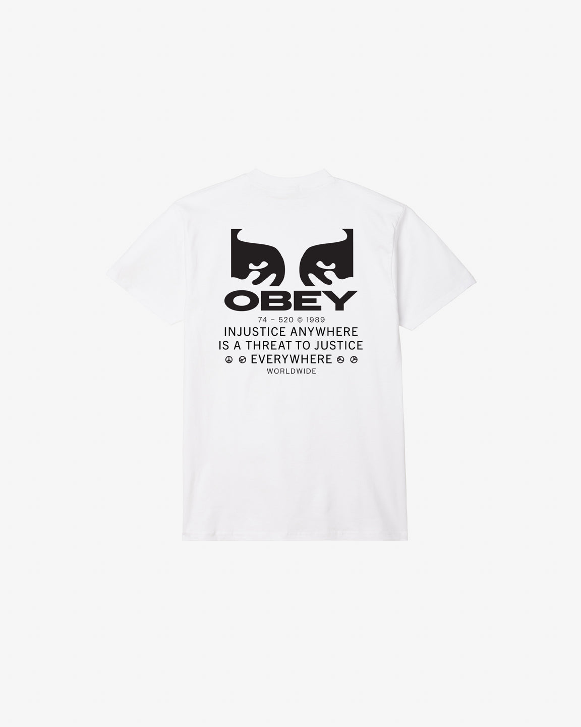 obey justice everywhere classic t shirt white