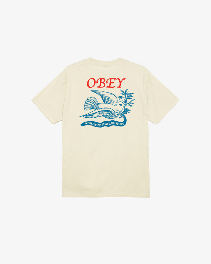 obey peace delivery dove classic t shirt cream