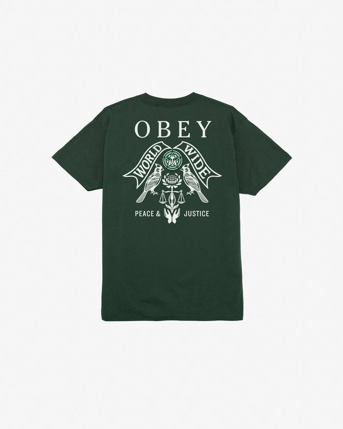 obey birds of justice classic t shirt forest green