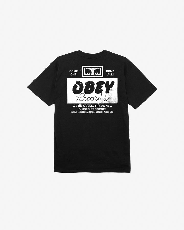 OBEY RECORDS BUY, SELL, TRADE CLASSIC T-SHIRT BLACK