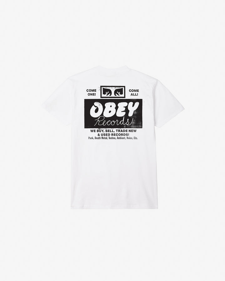 OBEY RECORDS BUY, SELL, TRADE CLASSIC T-SHIRT WHITE