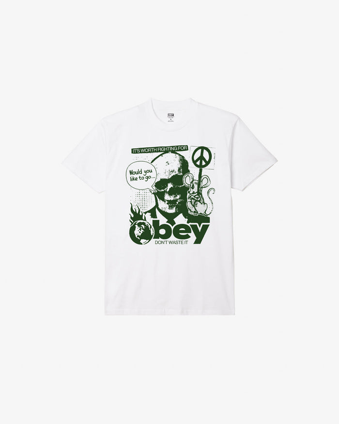 obey dont waste it classic t shirt white