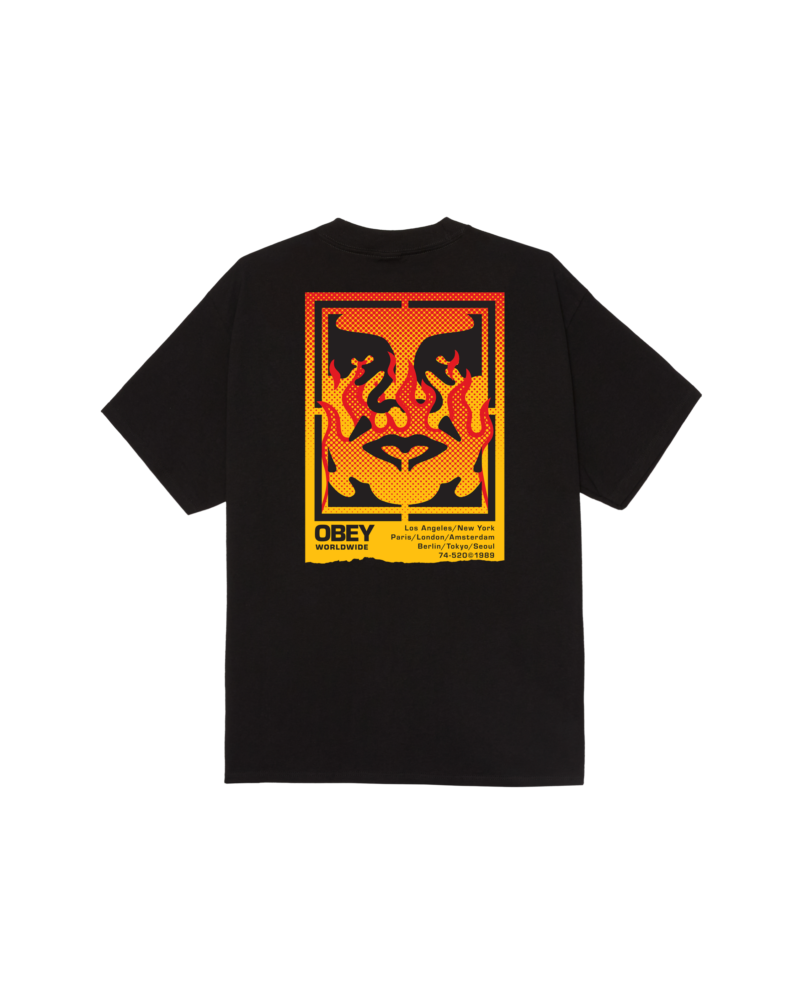 obey icon stencil flame classic t shirt black