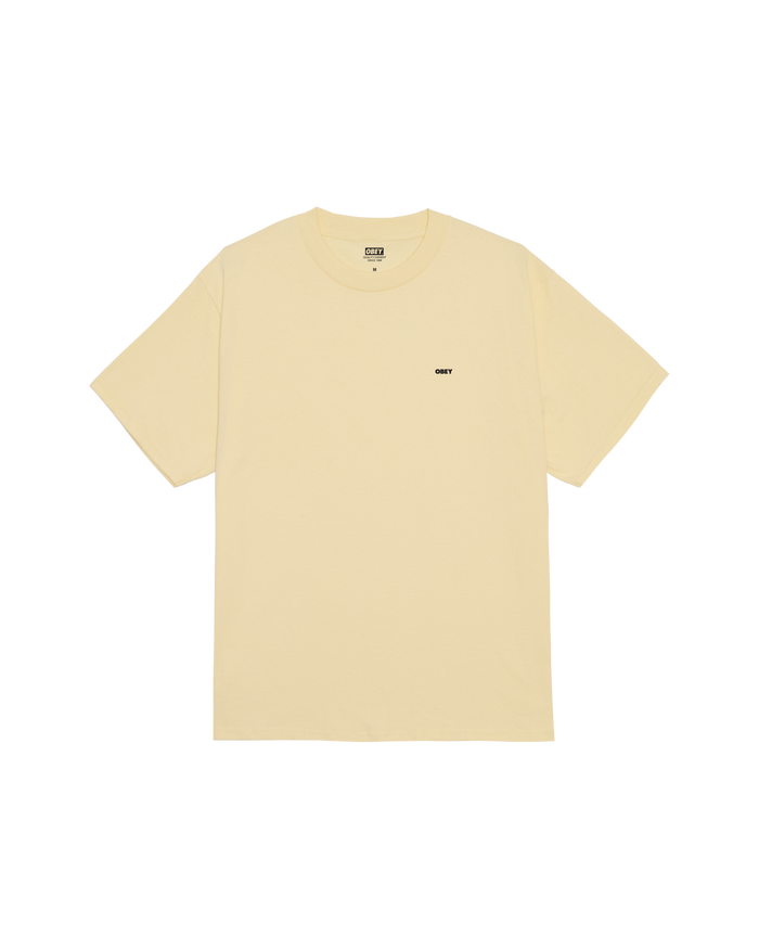 obey icon stencil flame classic t shirt pale yellow