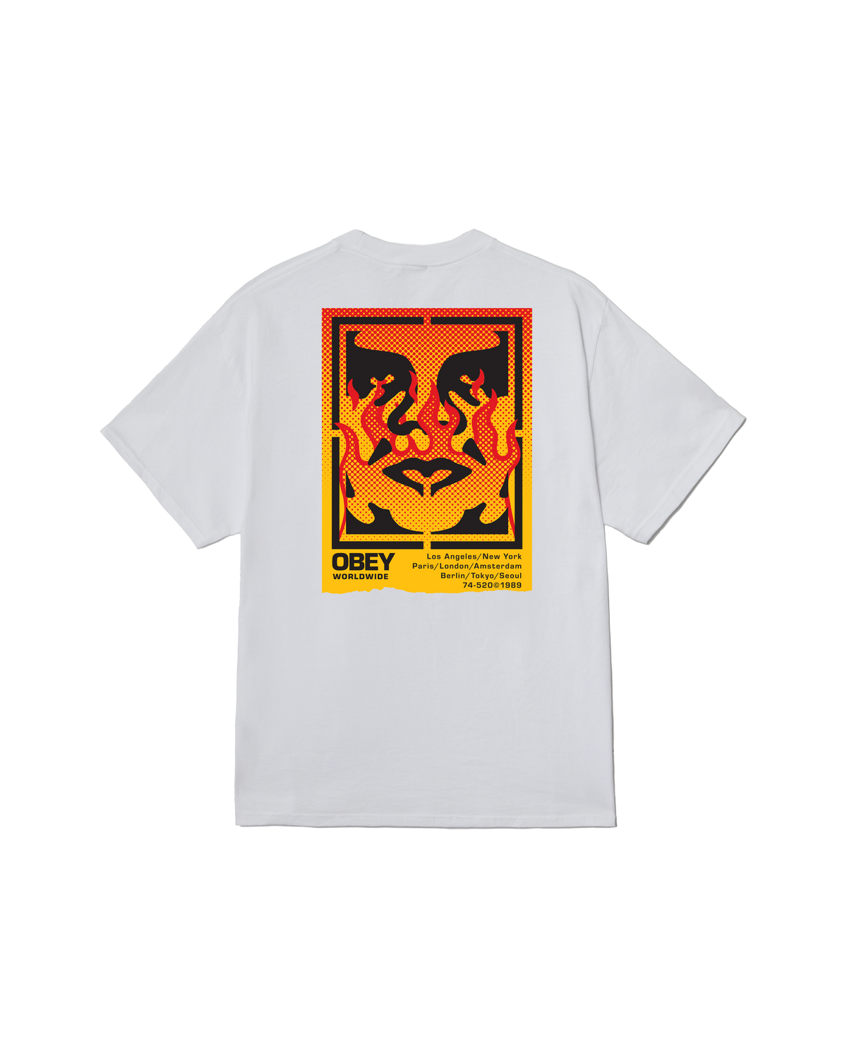 obey icon stencil flame classic t shirt white