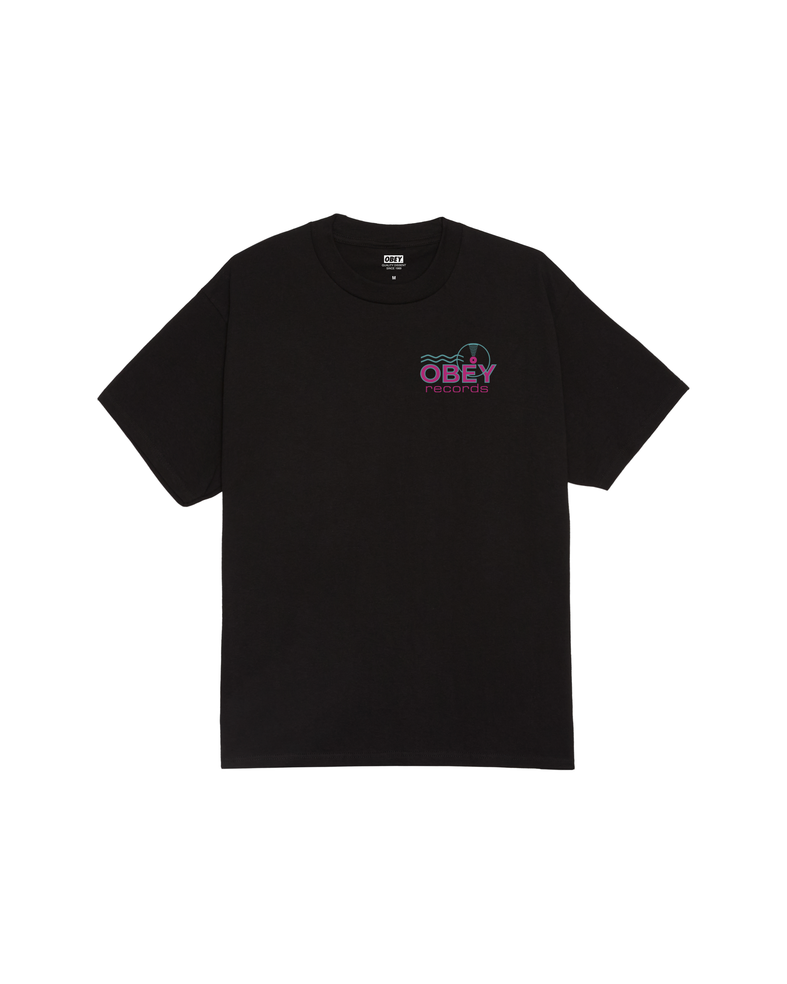 obey records sound waves classic t shirt black