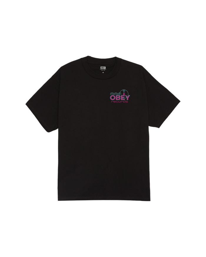 obey records sound waves classic t shirt black