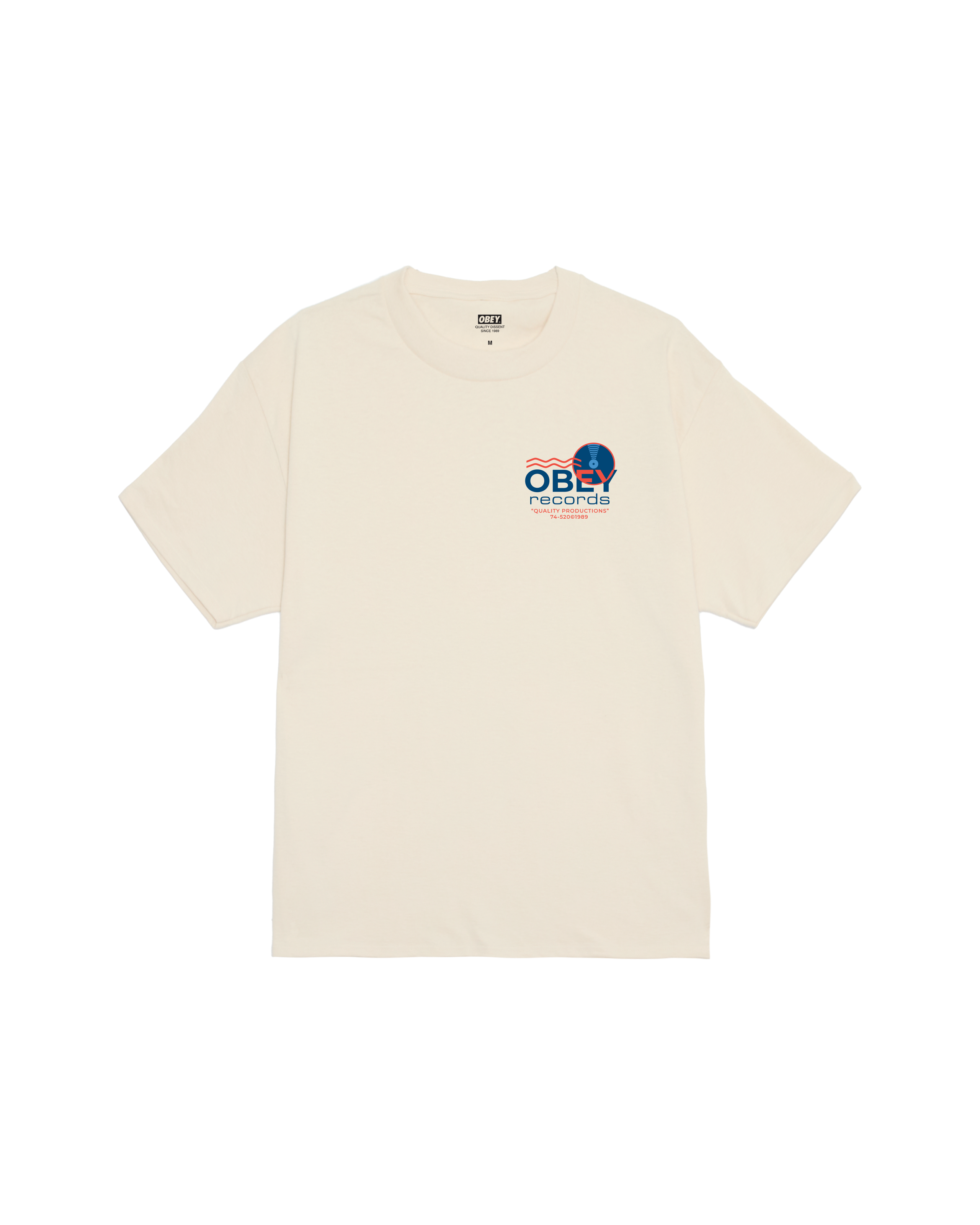 obey records sound waves classic t shirt cream