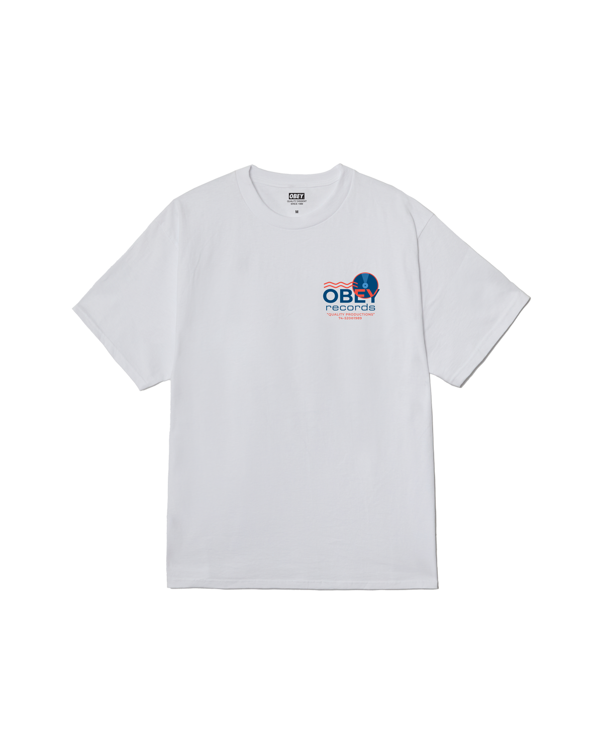 obey records sound waves classic t shirt white