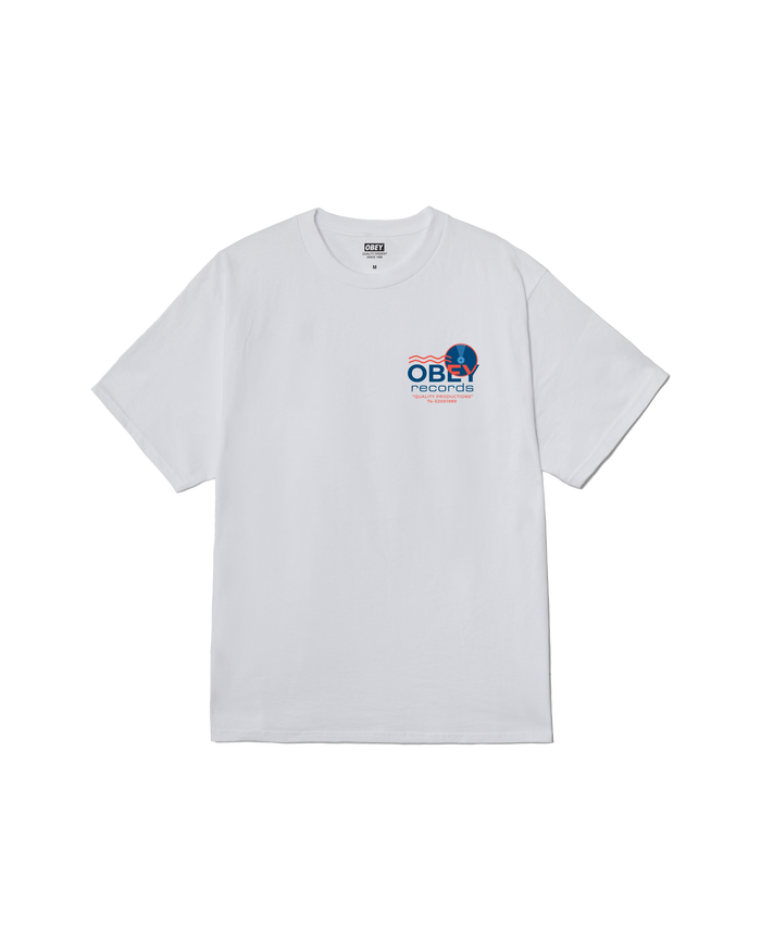 obey records sound waves classic t shirt white