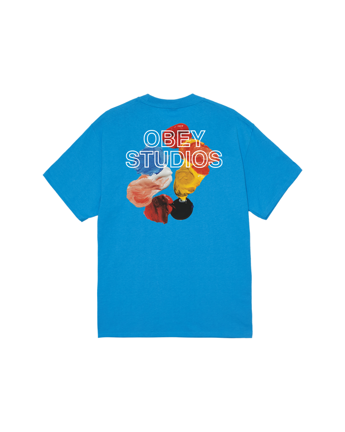 obey studios palette classic t shirt azure blue