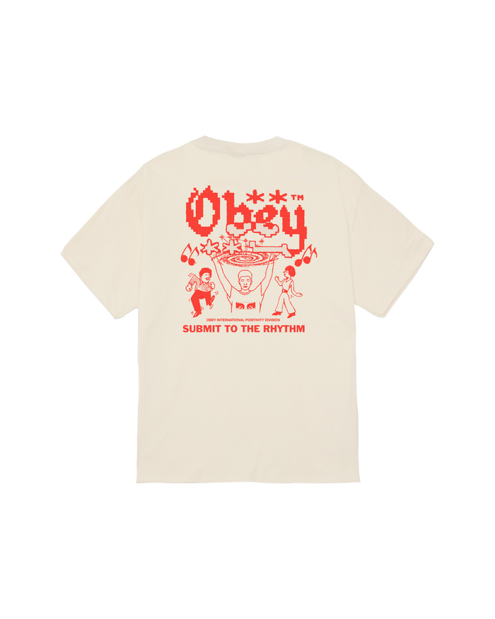 obey submit to the rhythm classic t shirt cream