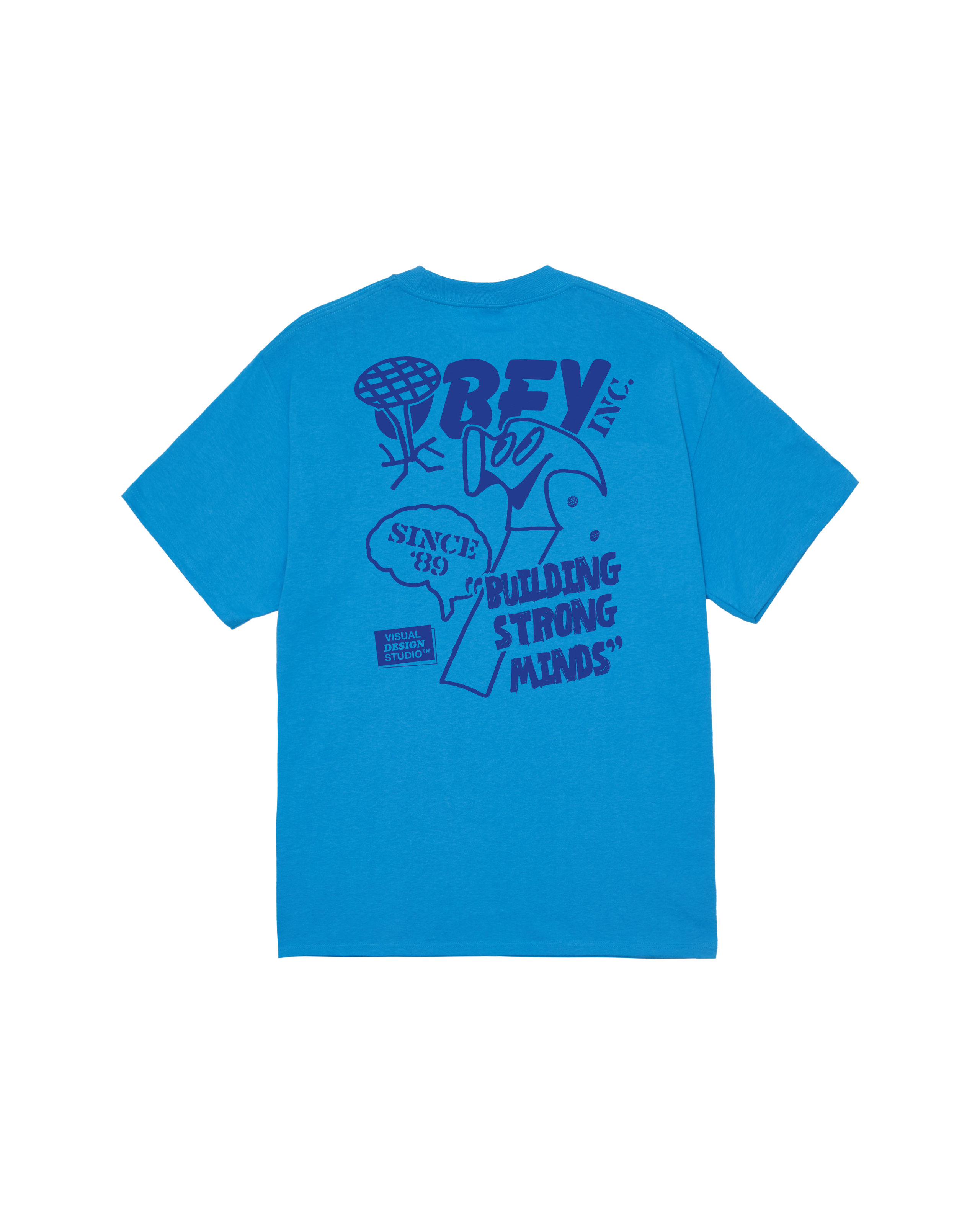 obey building strong minds classic t shirt azure blue