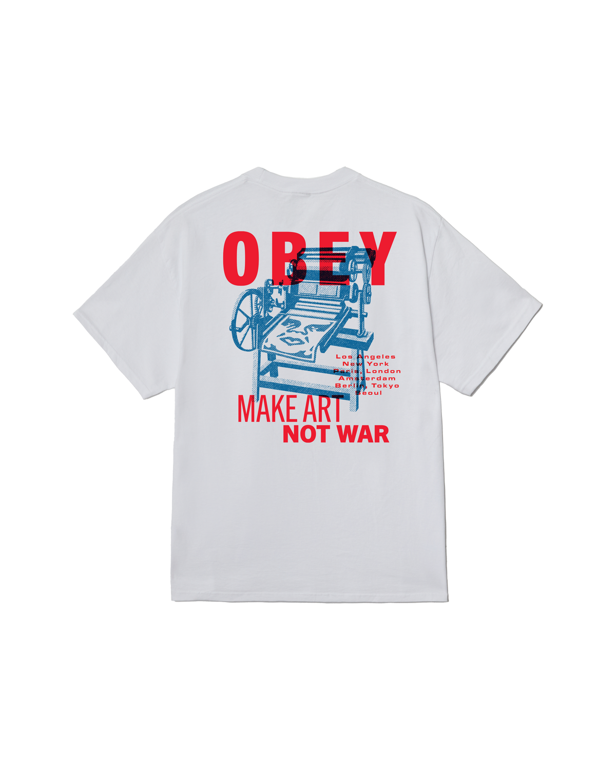 obey printing press make art classic t shirt white