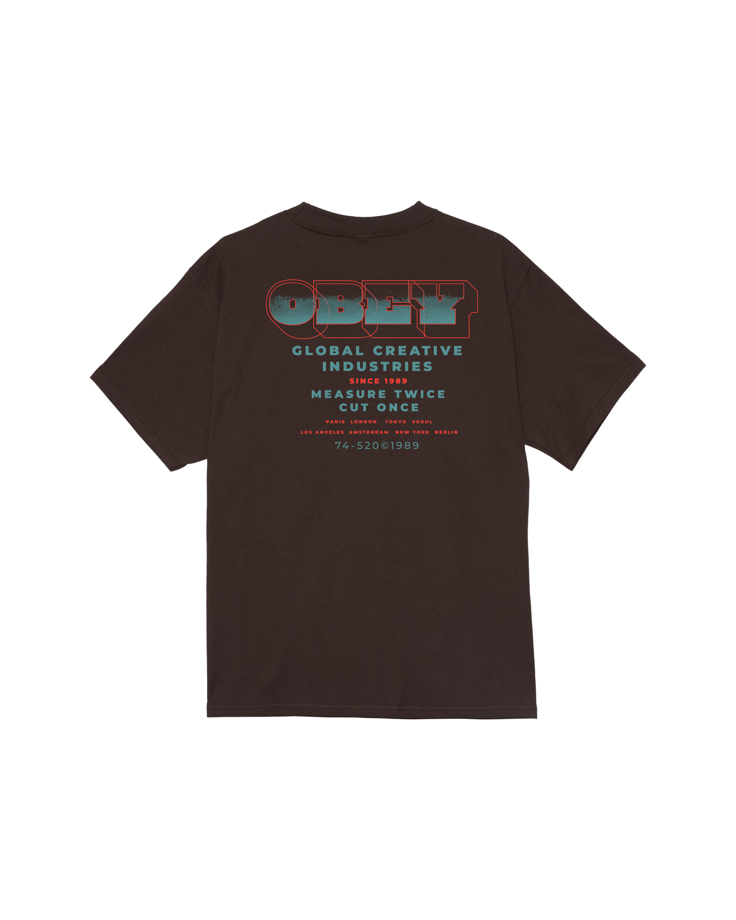 obey measure twice classic t shirt java brown