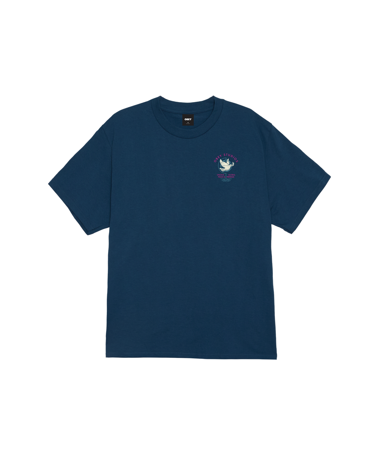 obey-unlock-peace-freedom-classic-t-shirt-harbor-blue (zoomed)