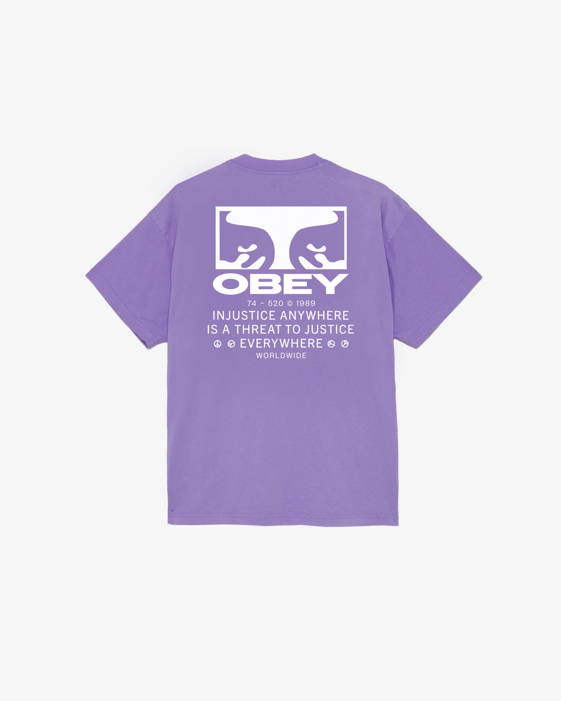 obey justice everywhere heavyweight t shirt paisley purple