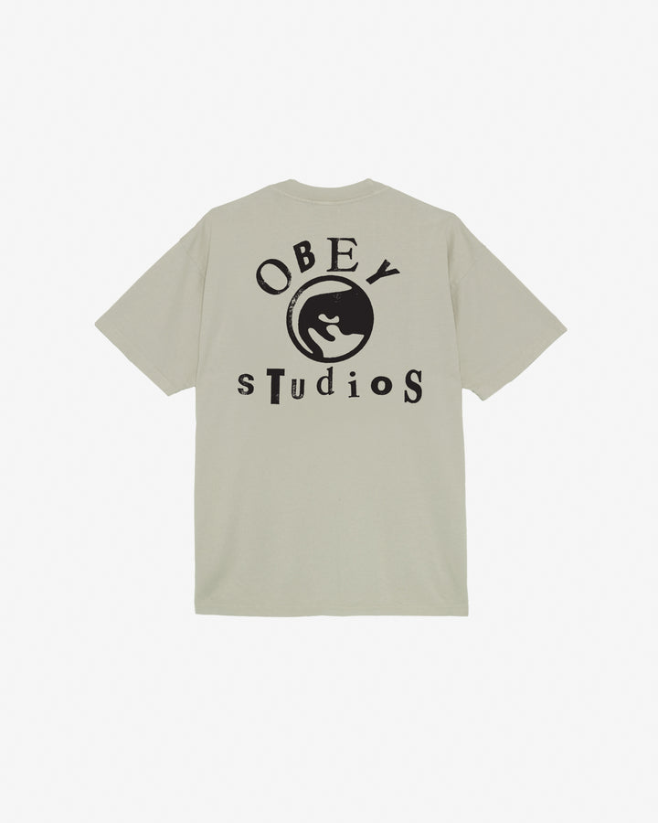 OBEY STUDIOS ICON HEAVYWEIGHT T-SHIRT SILVER GREY