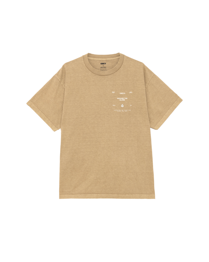 obey around the globe pigment t shirt pigment light khaki