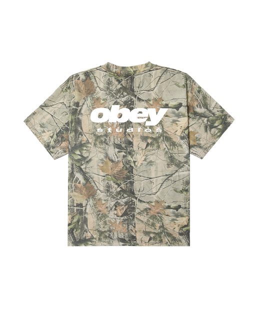 obey get up heavyweight t-shirt leaf camo
