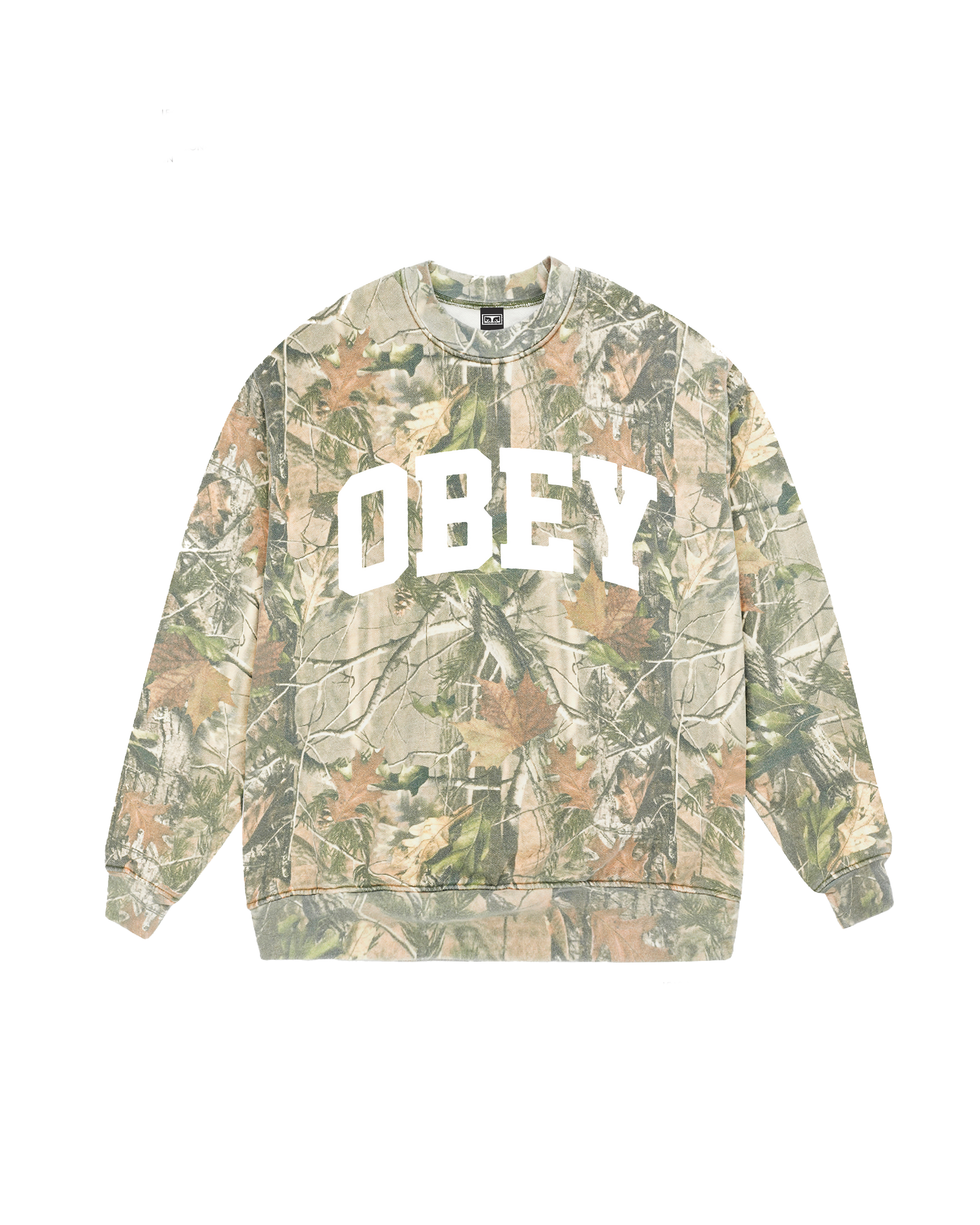 obey leaf collegiate crewneck tree leaf camo