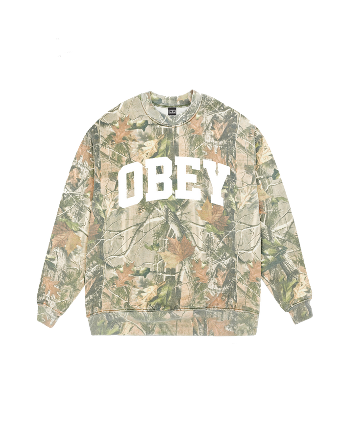 obey leaf collegiate crewneck tree leaf camo