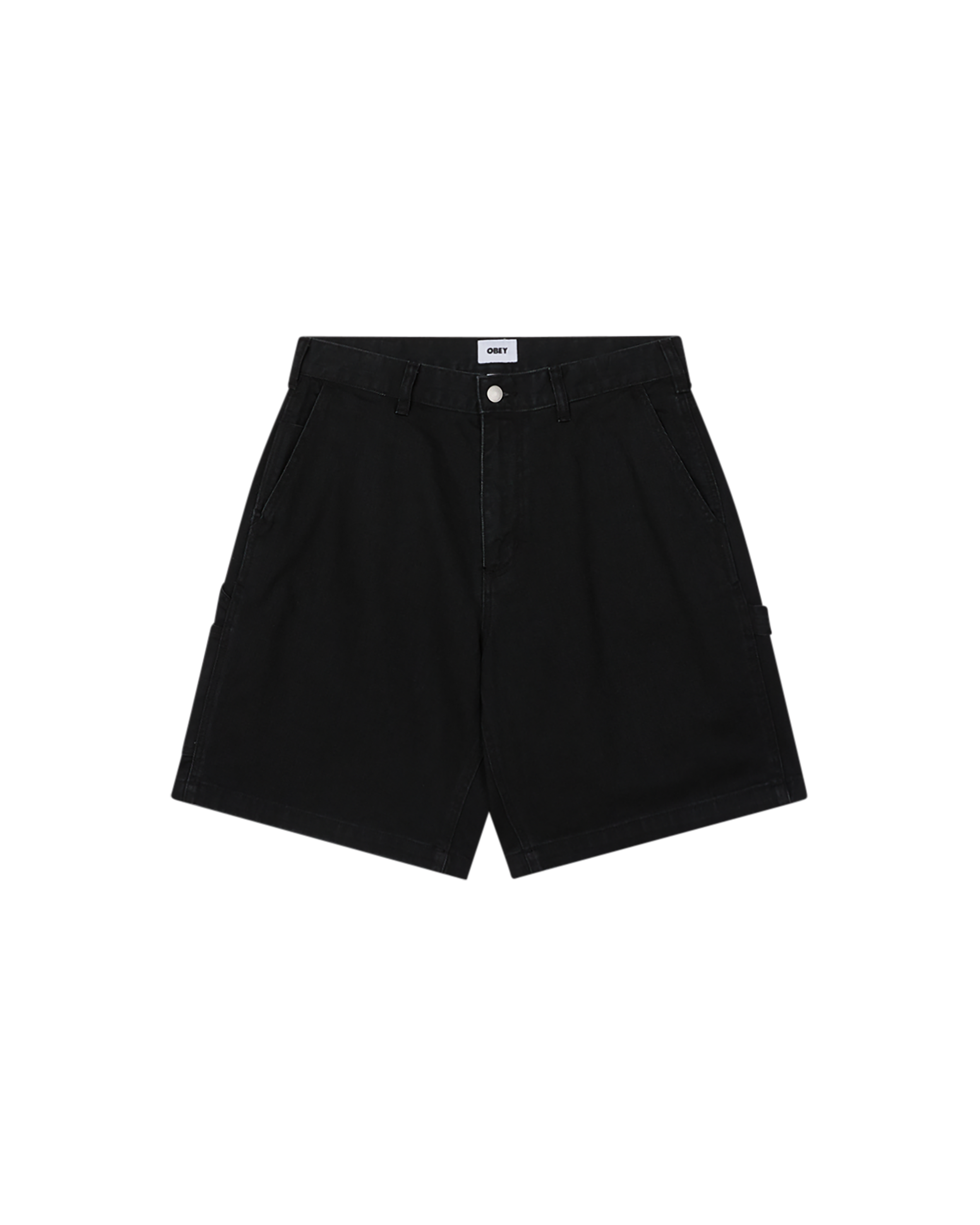 obey bigwig denim carpenter short black faded wash (zoomed)