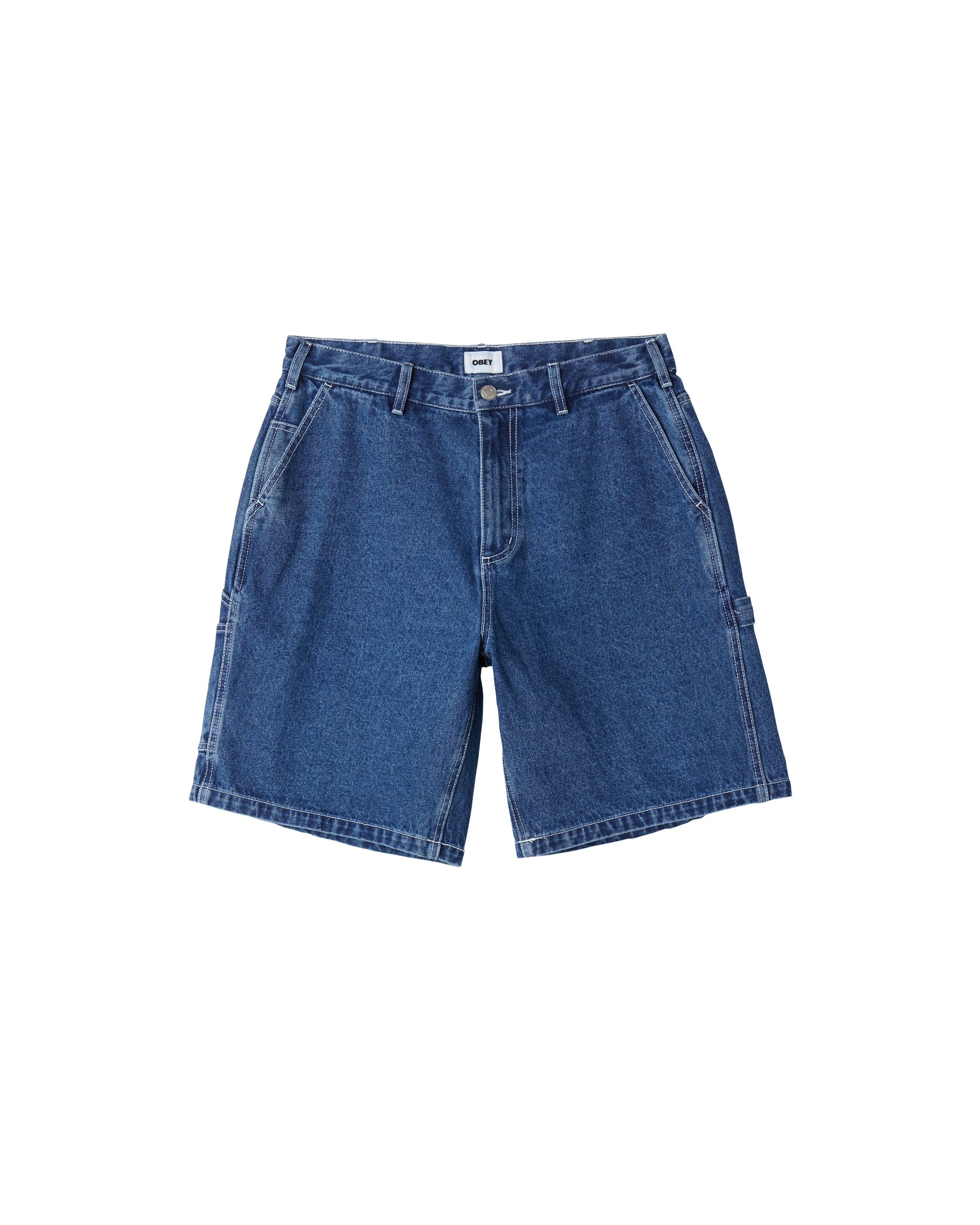 obey bigwig denim carpenter short stonewash indigo (zoomed)