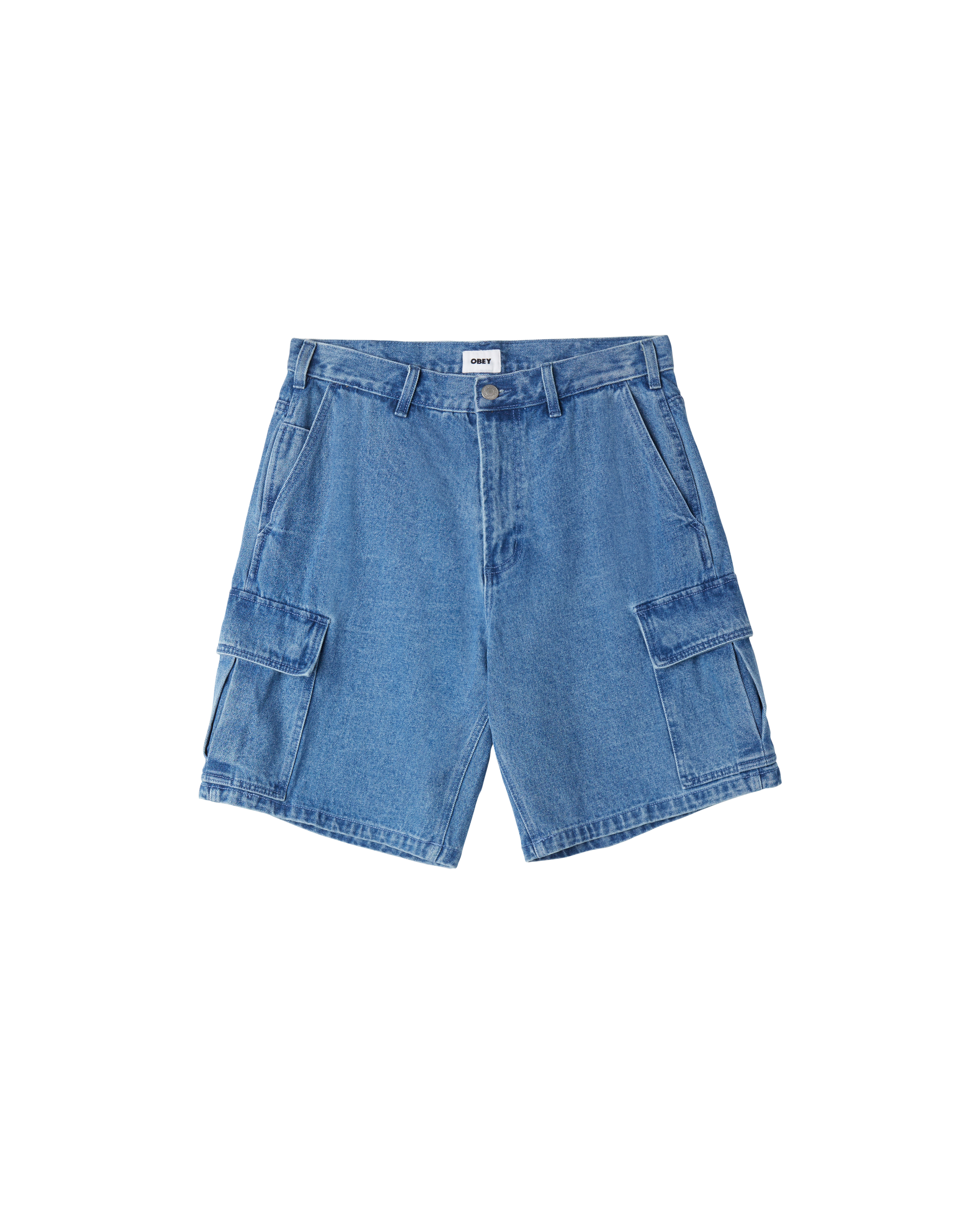 obey bigwig baggy denim cargo short light indigo (zoomed)