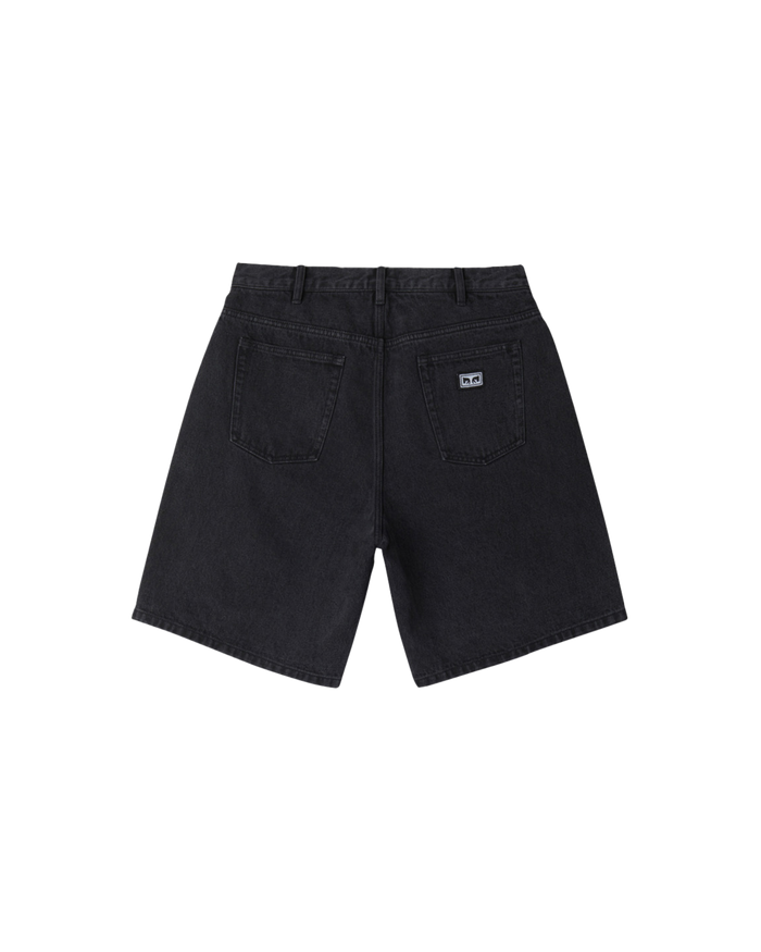 obey bigwig baggy denim short faded black