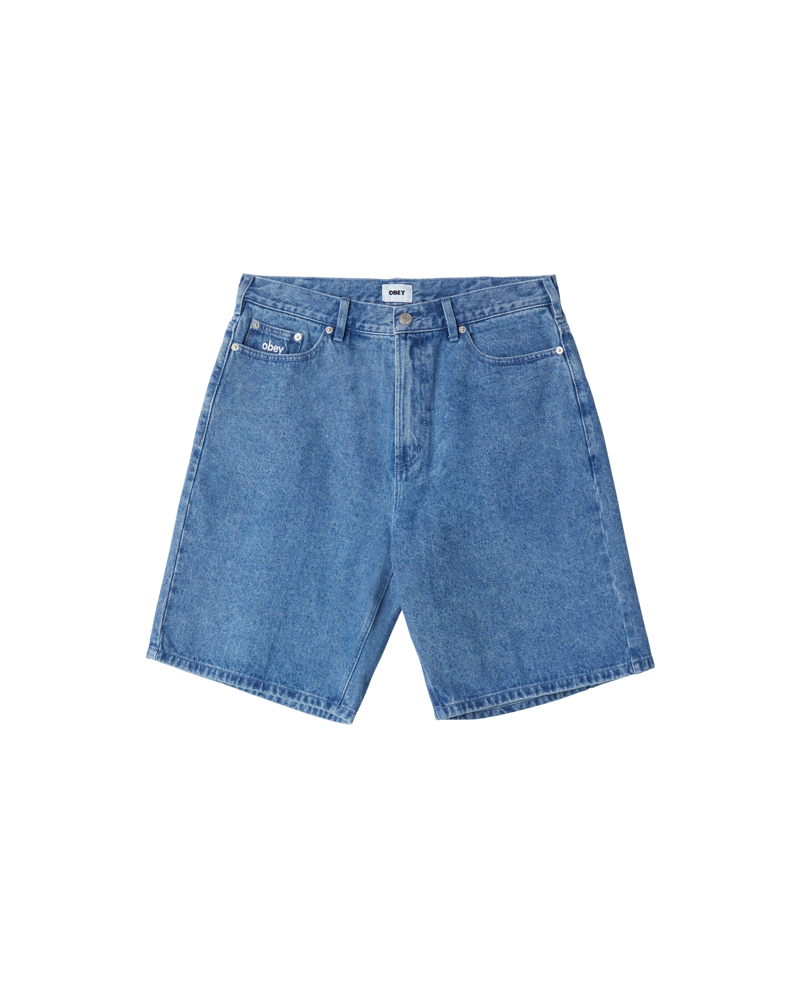 obey bigwig baggy denim short light indigo