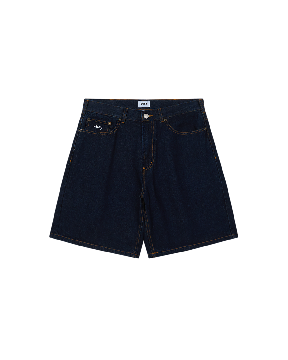 obey bigwig baggy denim short rinse indigo