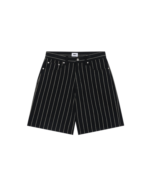 obey stripe baggy denim short black multi