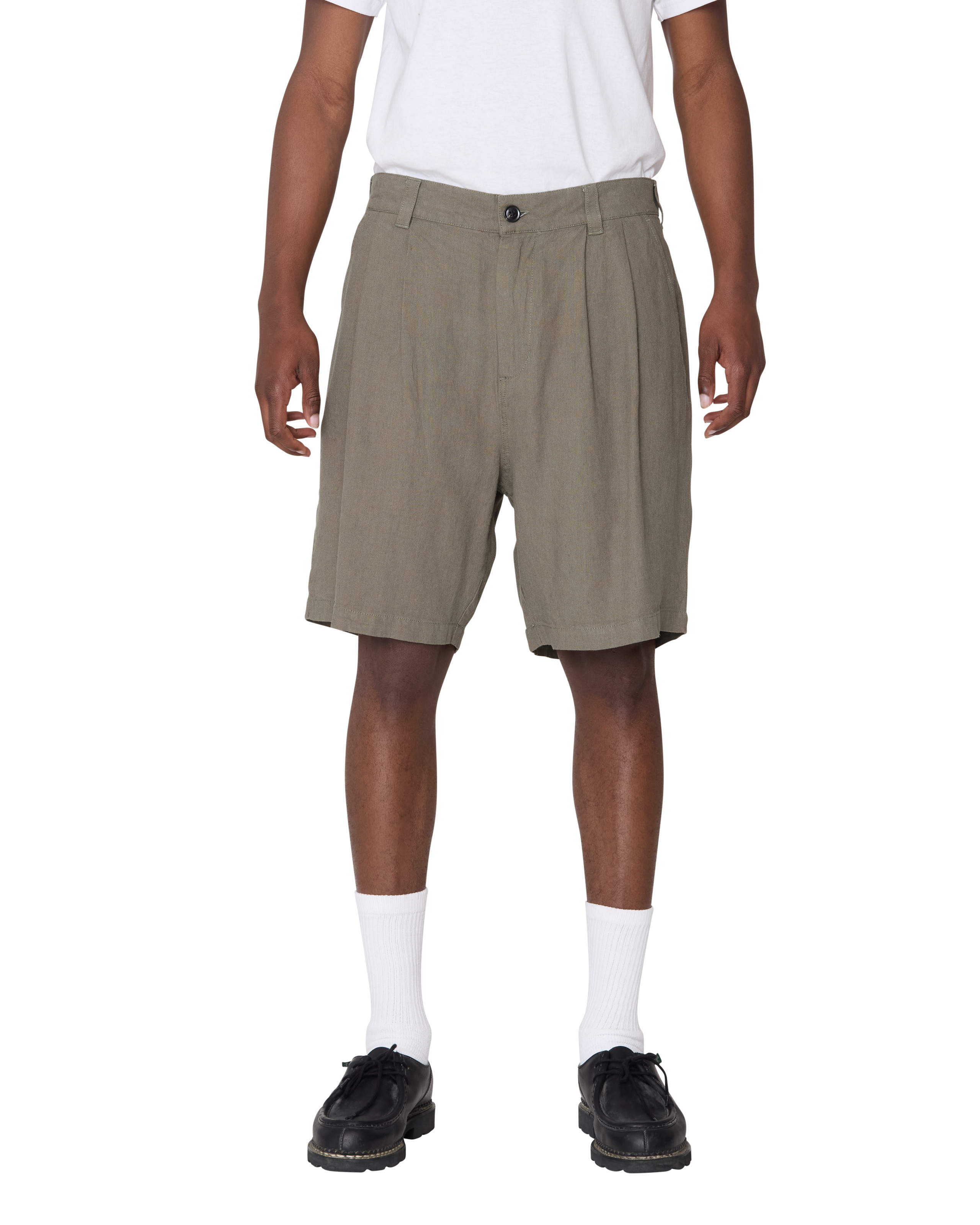 obey-foster-pleated-linen-short-smokey-olive (zoomed)