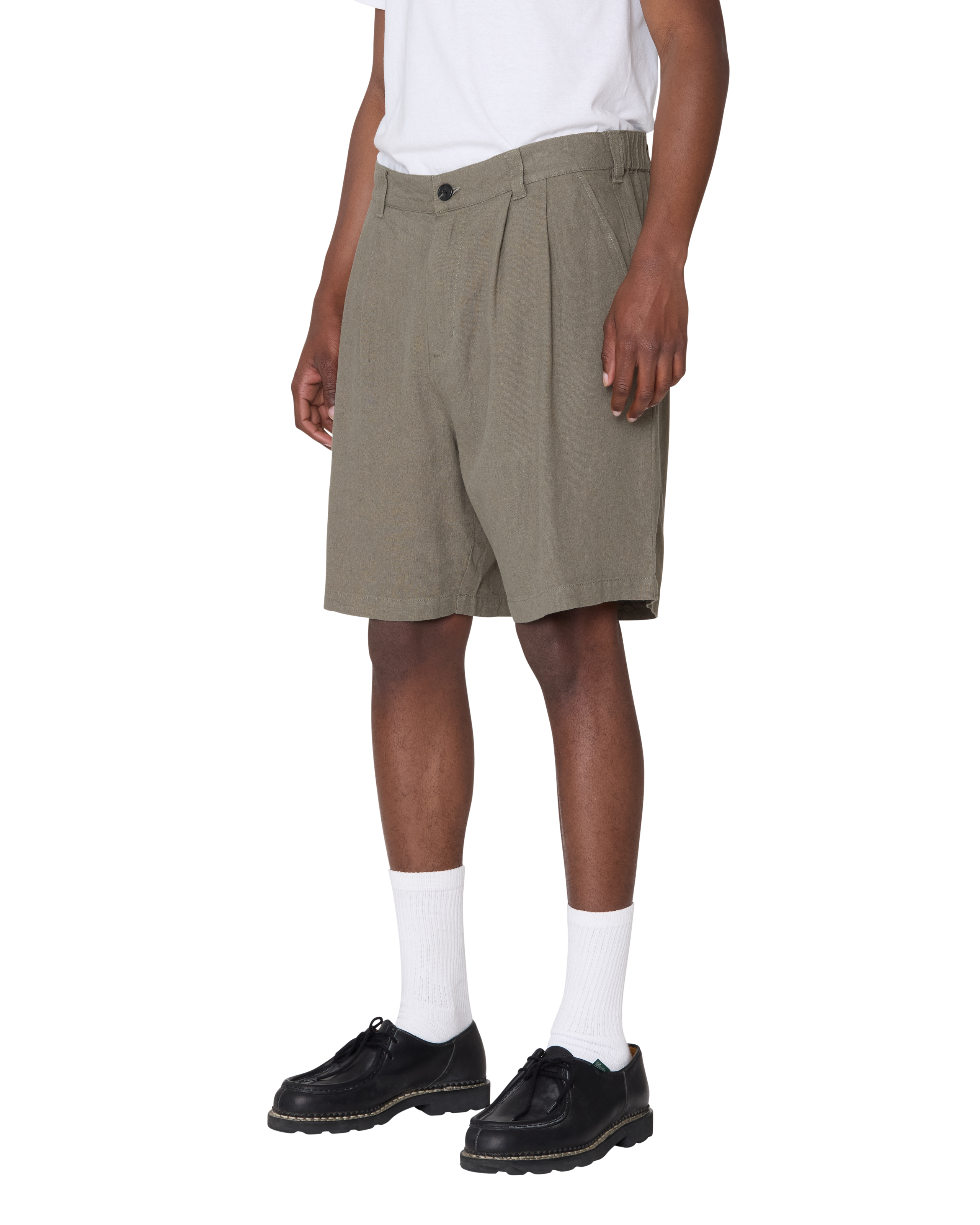 obey-foster-pleated-linen-short-smokey-olive (zoomed)