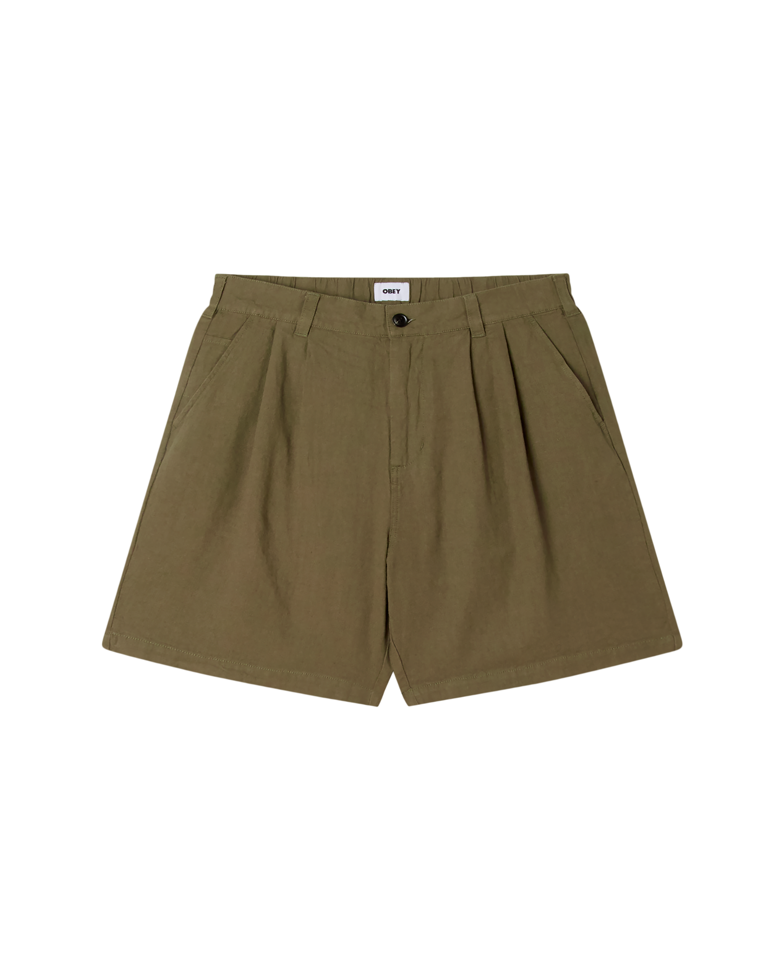 obey-foster-pleated-linen-short-smokey-olive (zoomed)