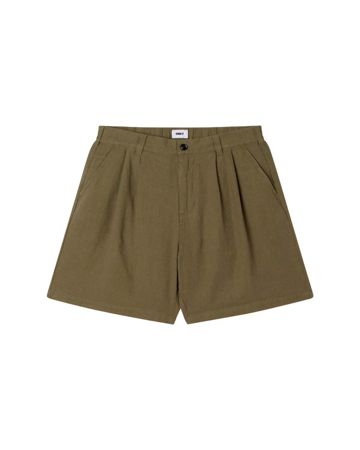 obey-foster-pleated-linen-short-smokey-olive