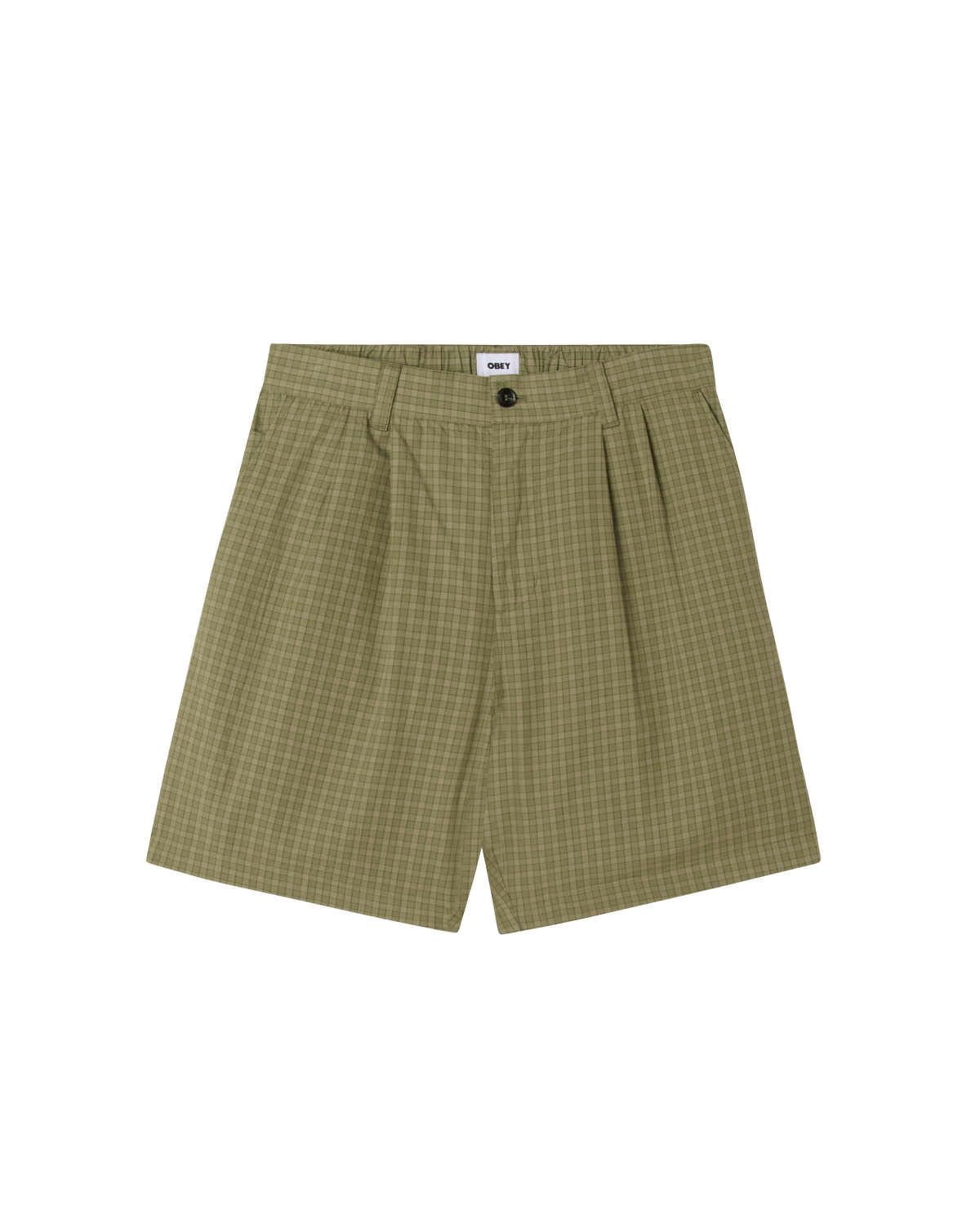 obey coen pleated plaid short vetiver multi