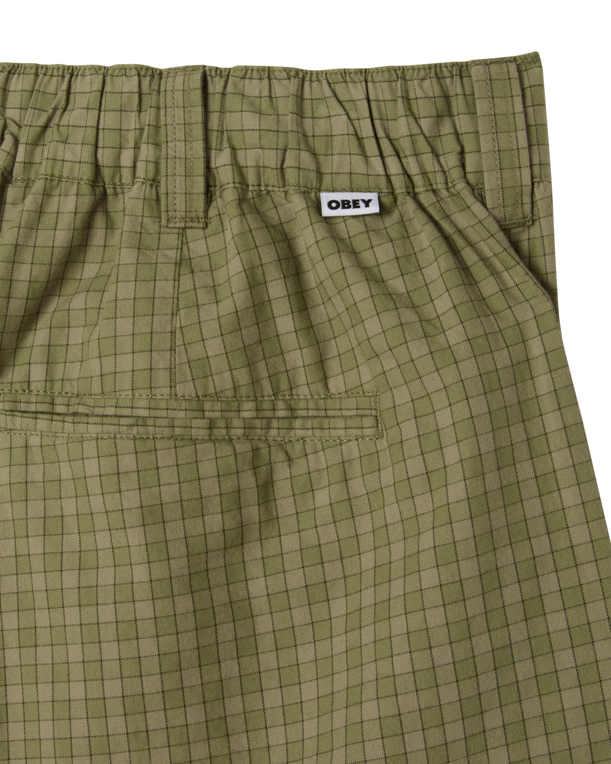 obey coen pleated plaid short vetiver multi
