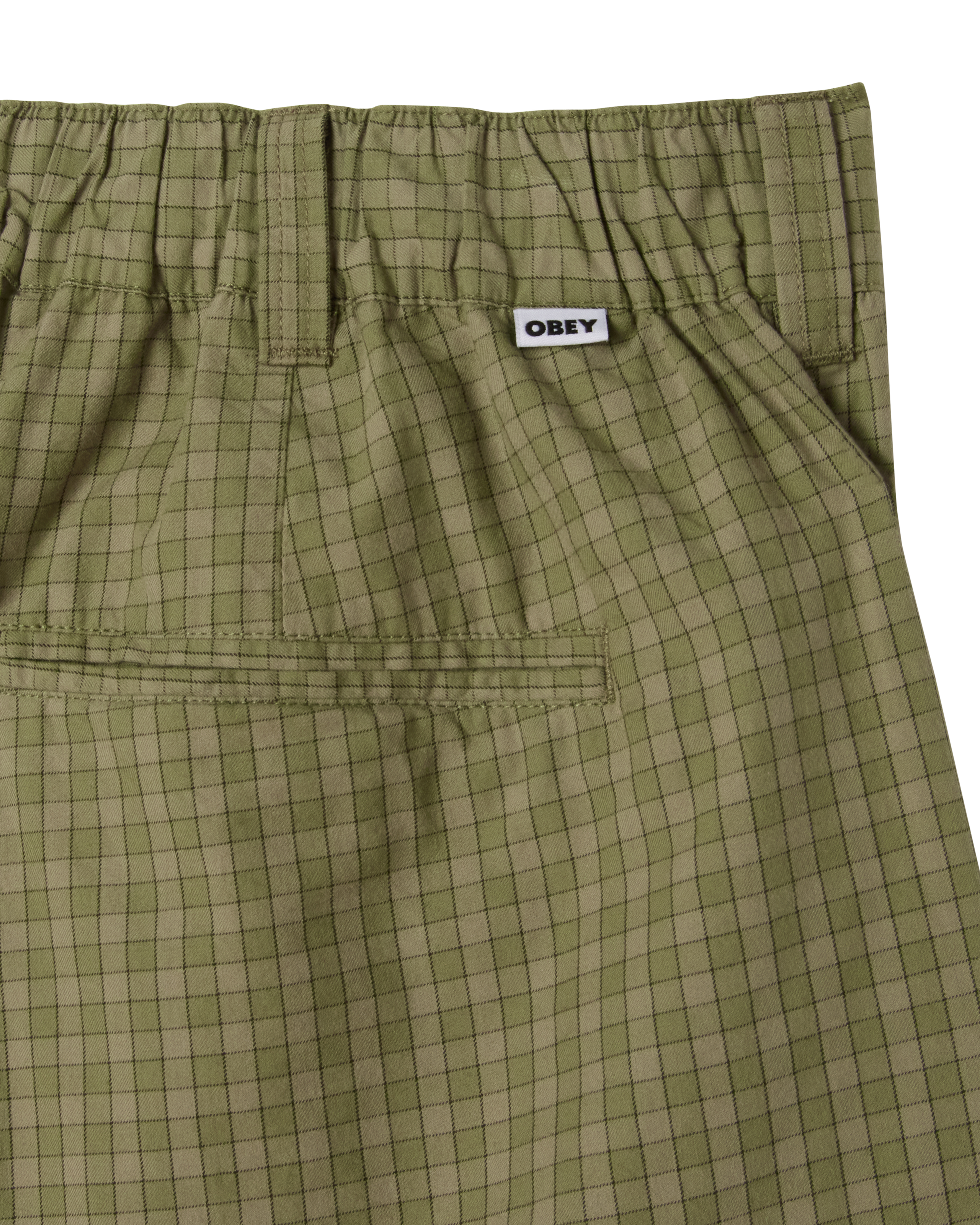 obey coen pleated plaid short vetiver multi (zoomed)