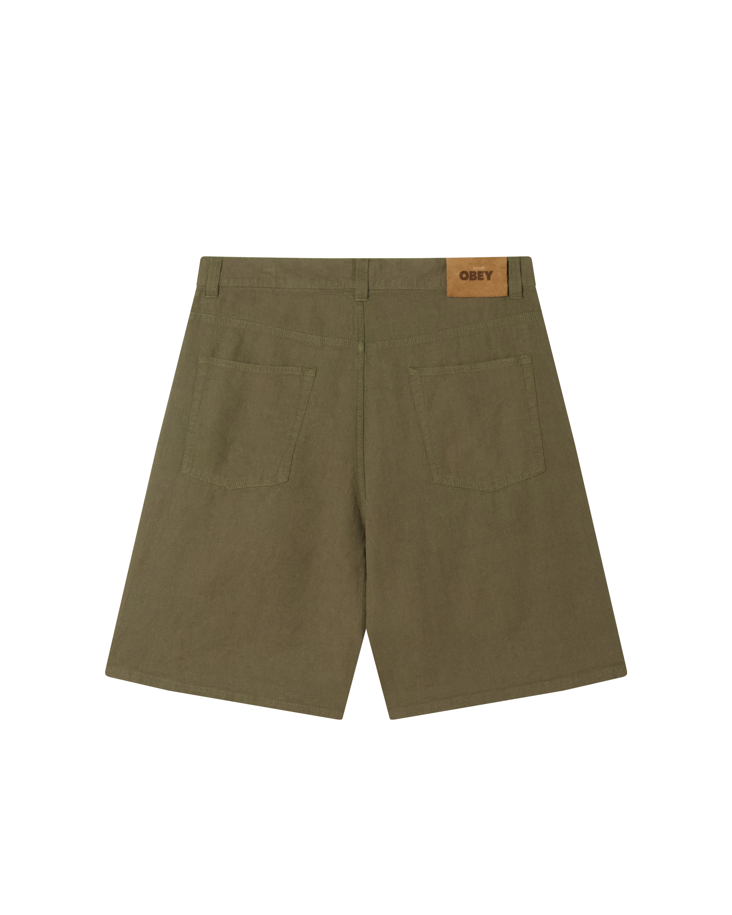 obey baggy linen devin short smokey olive (zoomed)