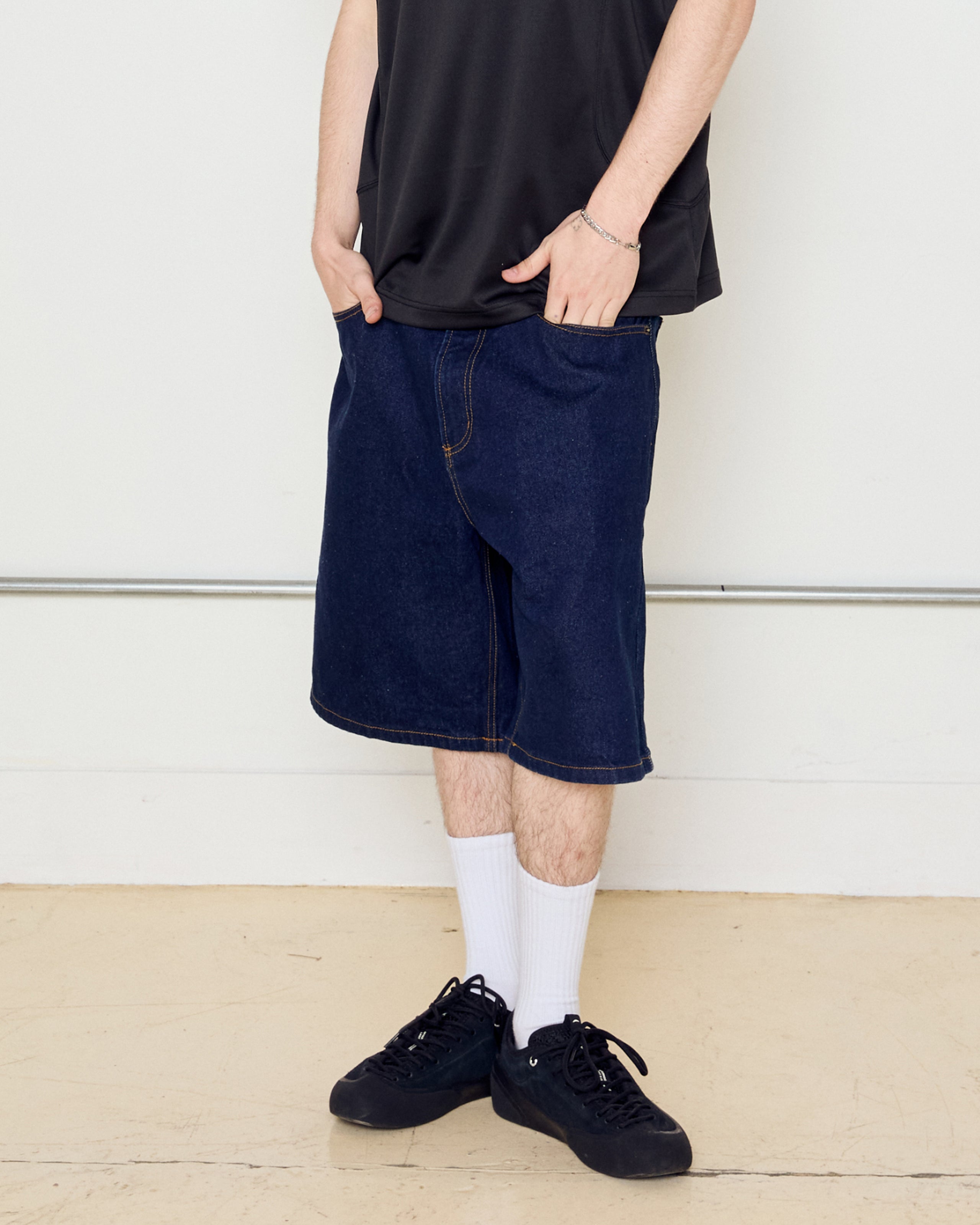 obey bigwig baggy denim short rinse indigo (zoomed)