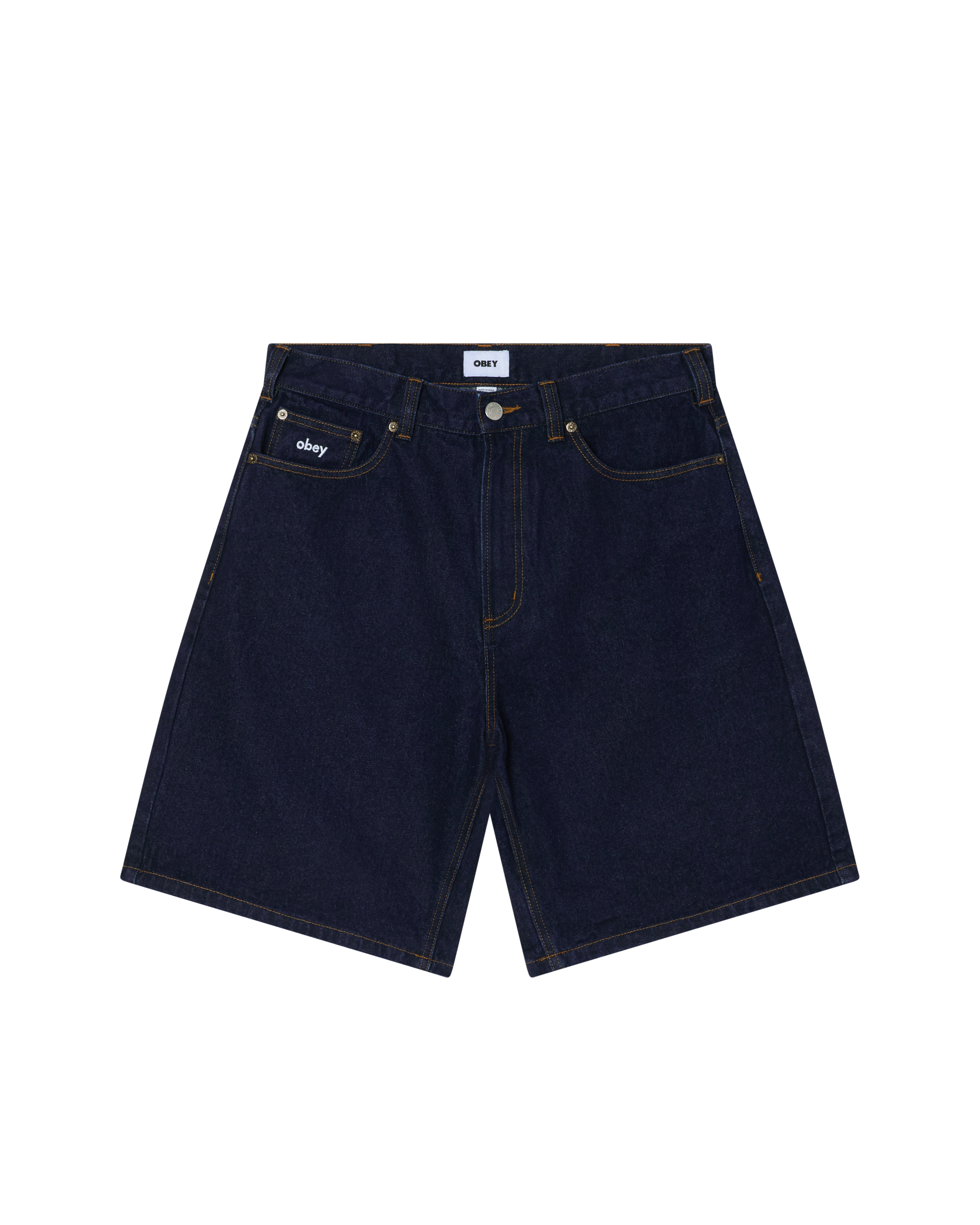 obey bigwig baggy denim short rinse indigo (zoomed)