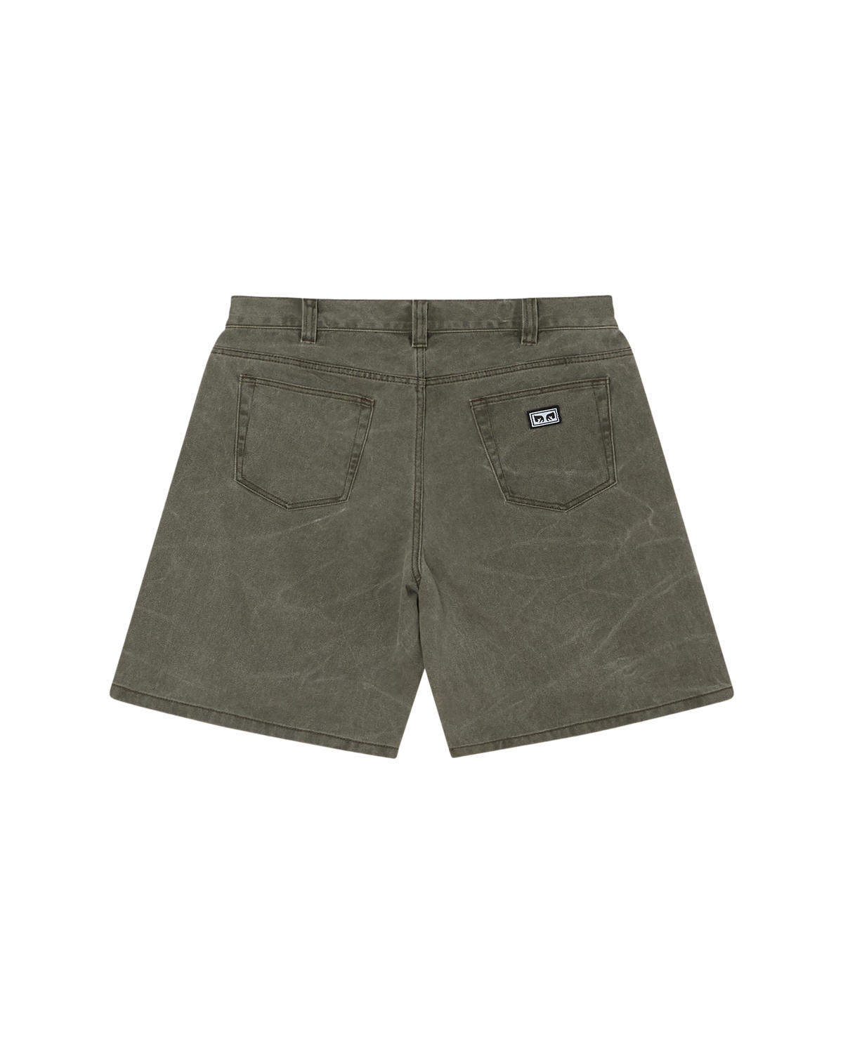obey-bigwig-baggy-denim-short-black-olive-wrinkle-wash - alternate view