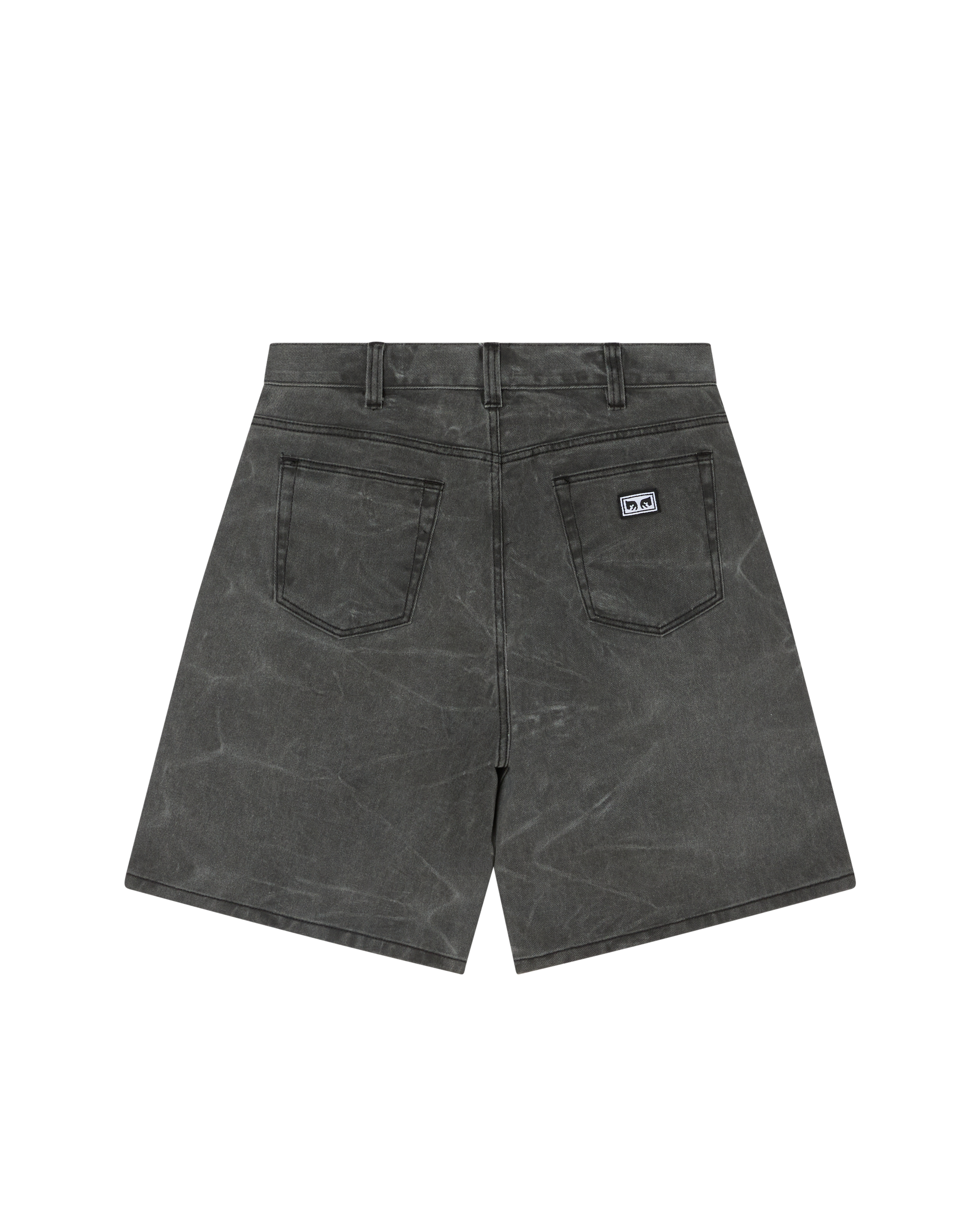 obey bigwig baggy denim short black wrinkle wash (zoomed)